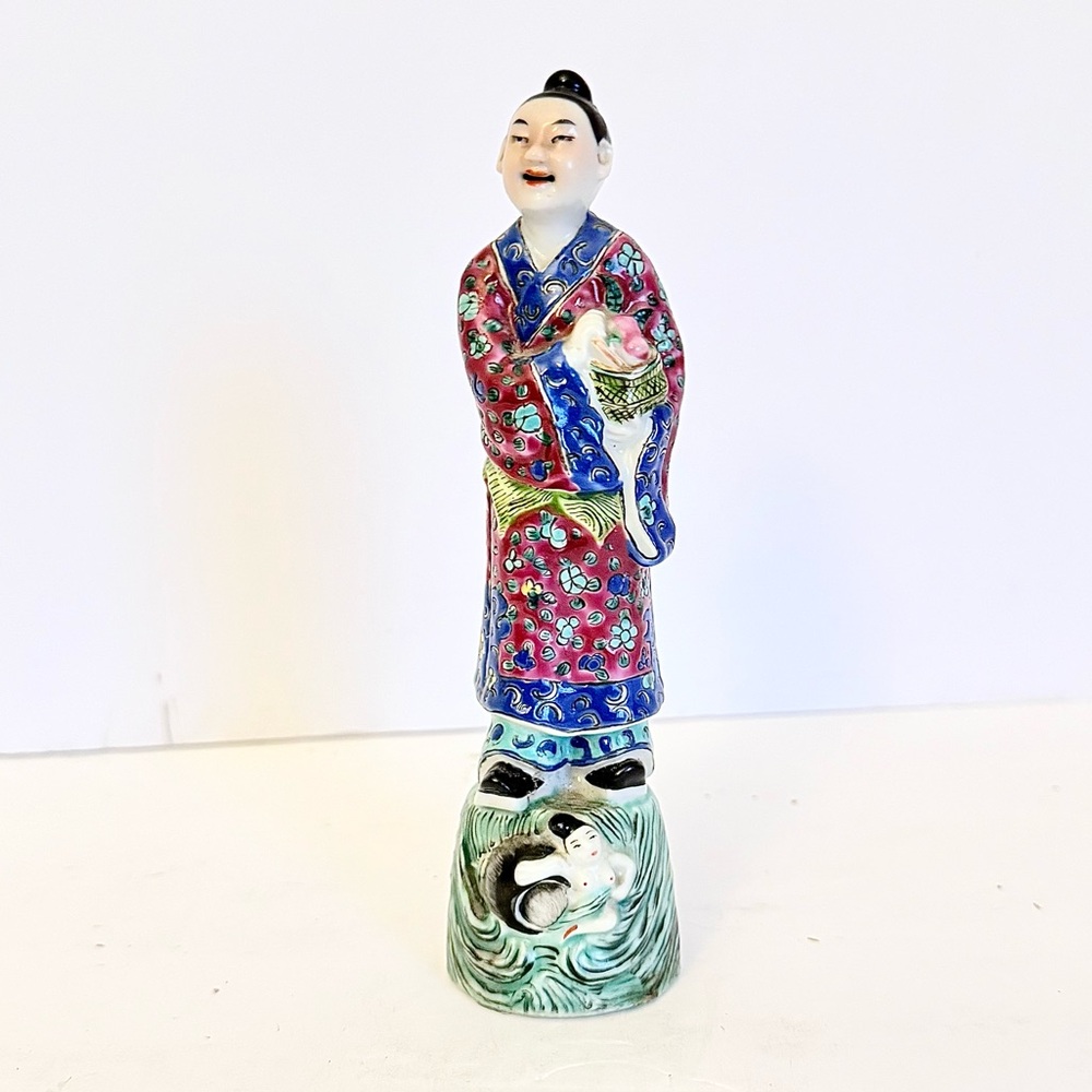 Antique Chinese Famille Rose Polychrome Porcelain Figure – Lan Caihe (1900-1940)